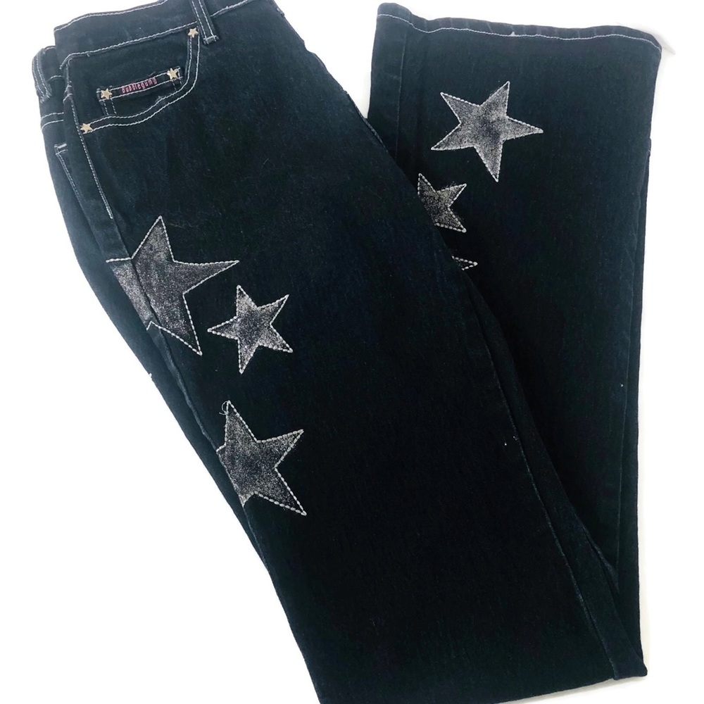BubbleGum Dark Wash Hi-Rise Flared Jeans